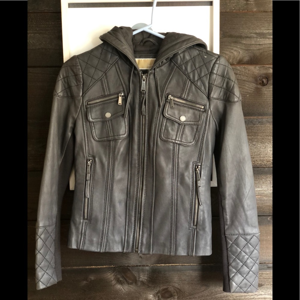 Michael kors hooded quilted leather jacket - Picture 1 of 9